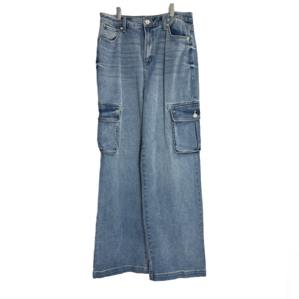 Juicy Couture cargo style light wash high rise jeans